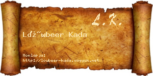 Löwbeer Kada névjegykártya